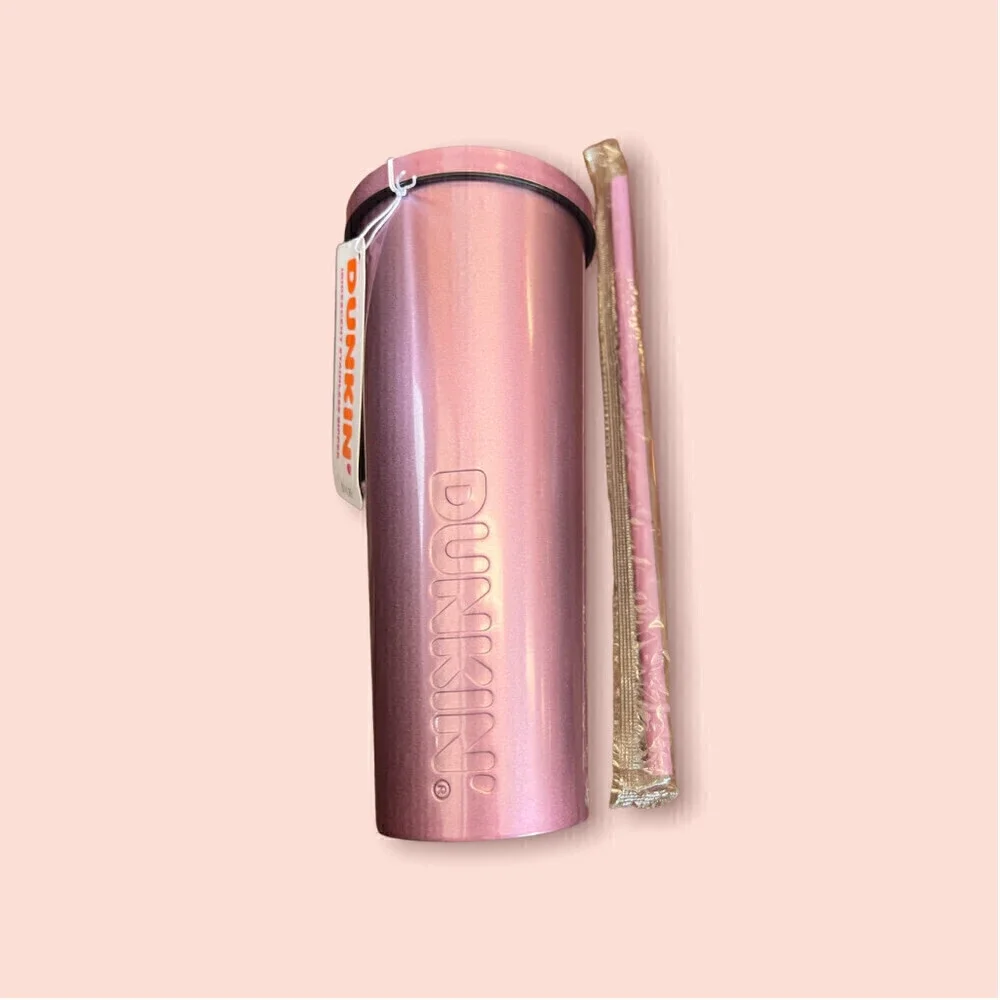 New DUNKIN FALL 2023 PINK 24oz. IRIDESCENT STAINLESS STEEL TUMBLER - Picture 1 of 1